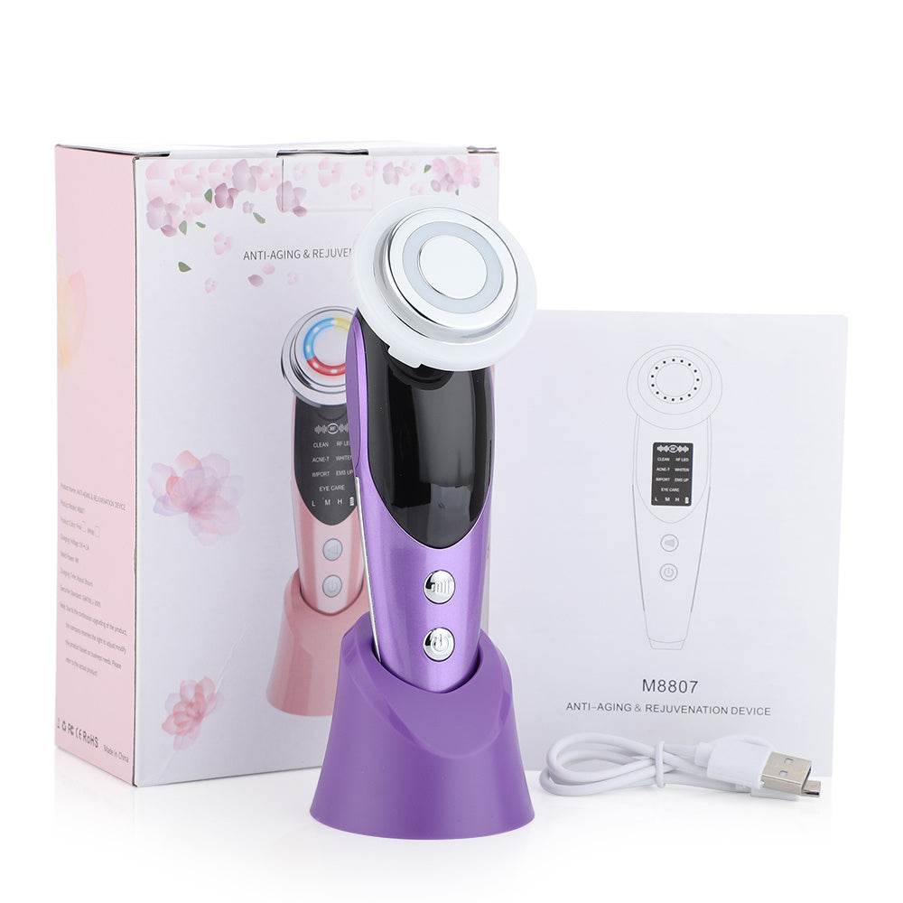7-in-1 Facial Massager EMS Micro-current Color Light Vibration LED Beauty Purifying Introducer Skin Care Beauty Device - Avalon