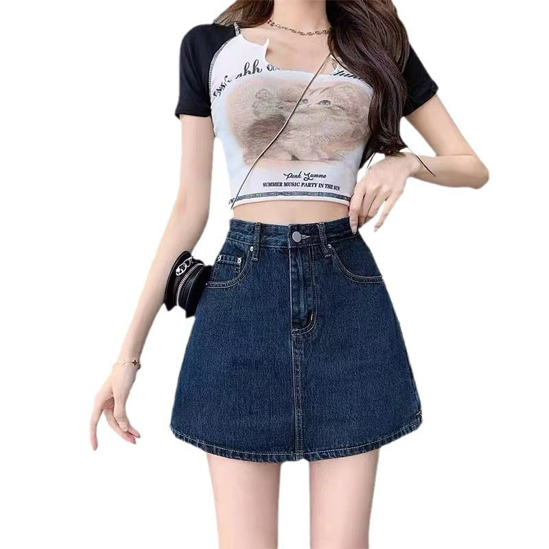 Fashion Denim Hip-wrapped Short Skirt For Women