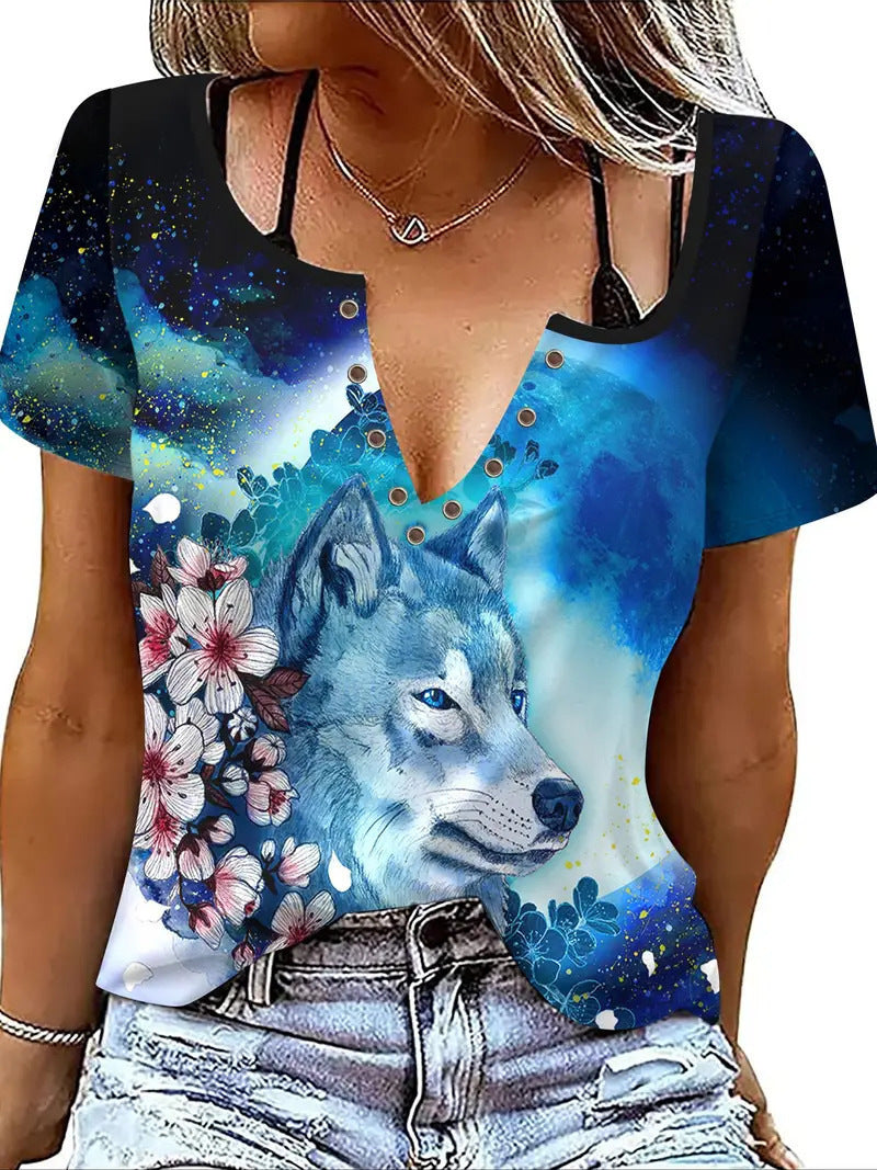 Women's Summer Fashion Animal Striped T-shirt