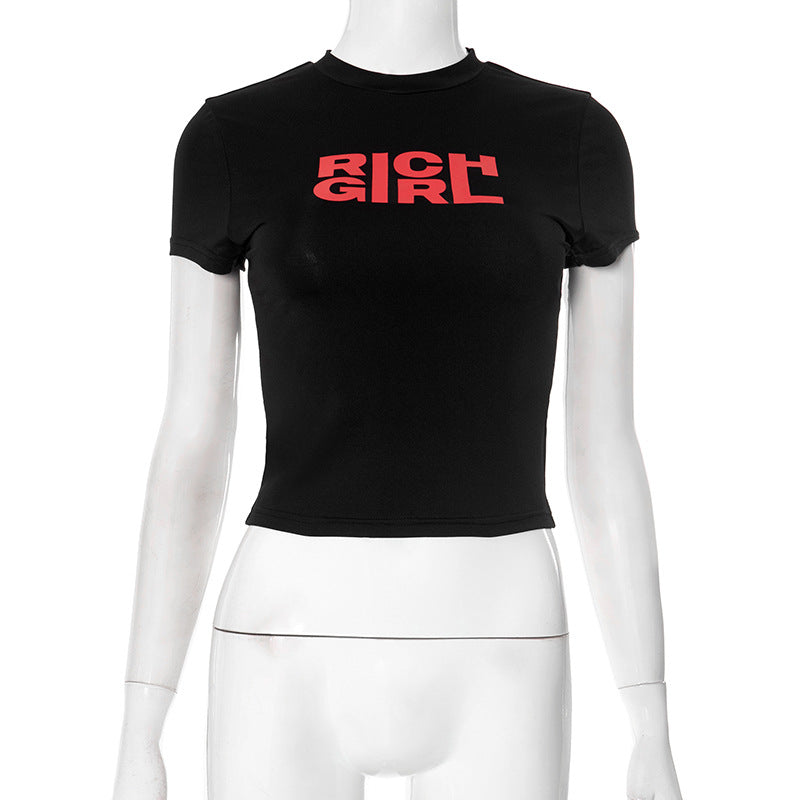 Women's Letter Print Short-sleeve T-shirt Top