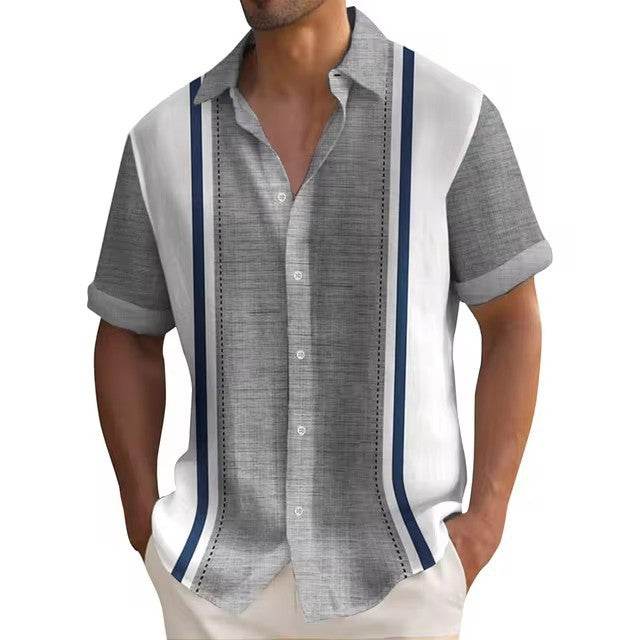 3D Digital Printing Summer Striped Shirt Male - Avalon