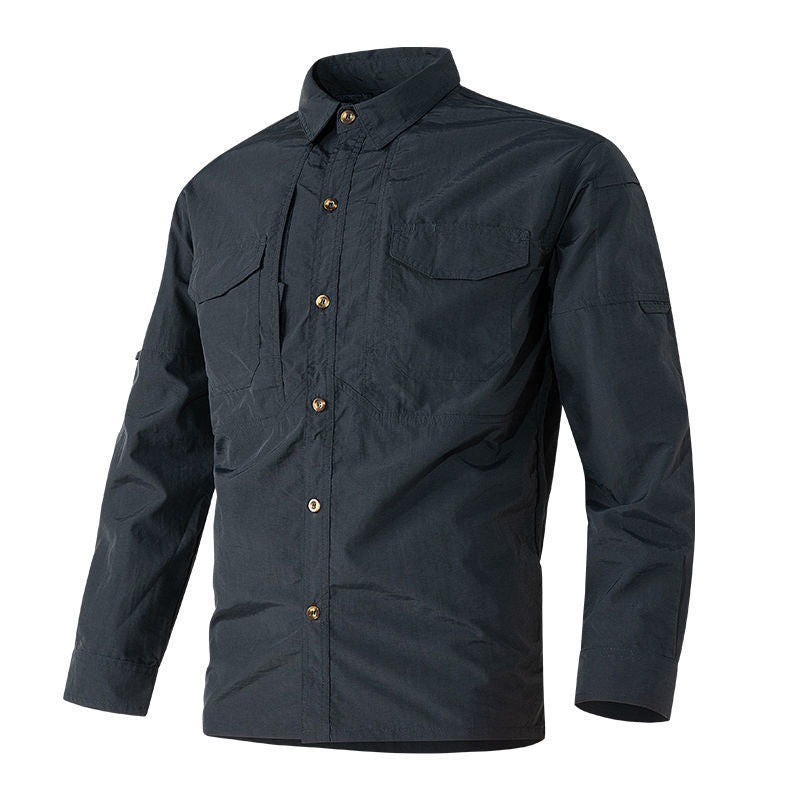 Spring And Autumn Long-sleeved Shirt Men's Multi-pocket Overalls