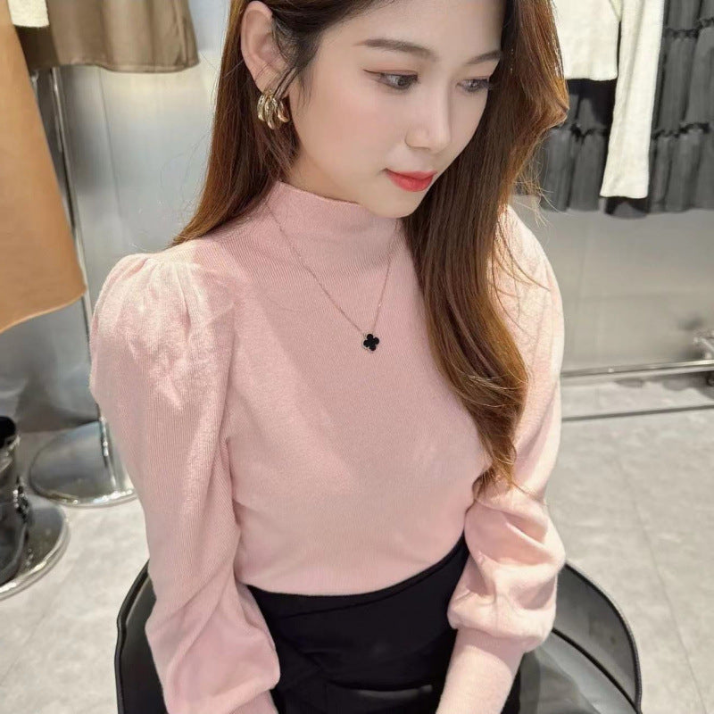 Knitwear Bottoming Slim Puff Sleeve Pullover Wool Tops