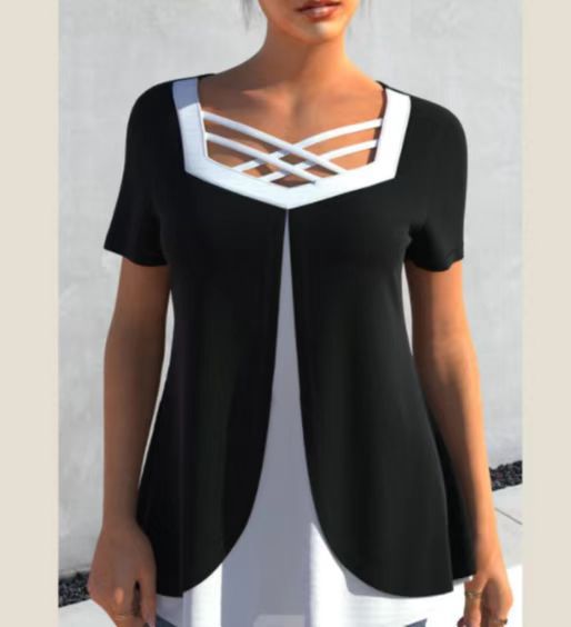 Women's Casual Print And Color-shifting Plus Size Short Sleeve