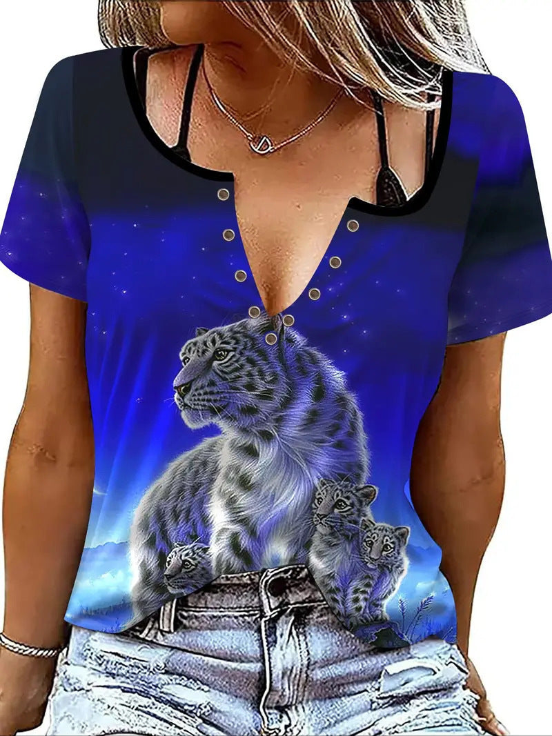 Women's Summer Fashion Animal Striped T-shirt