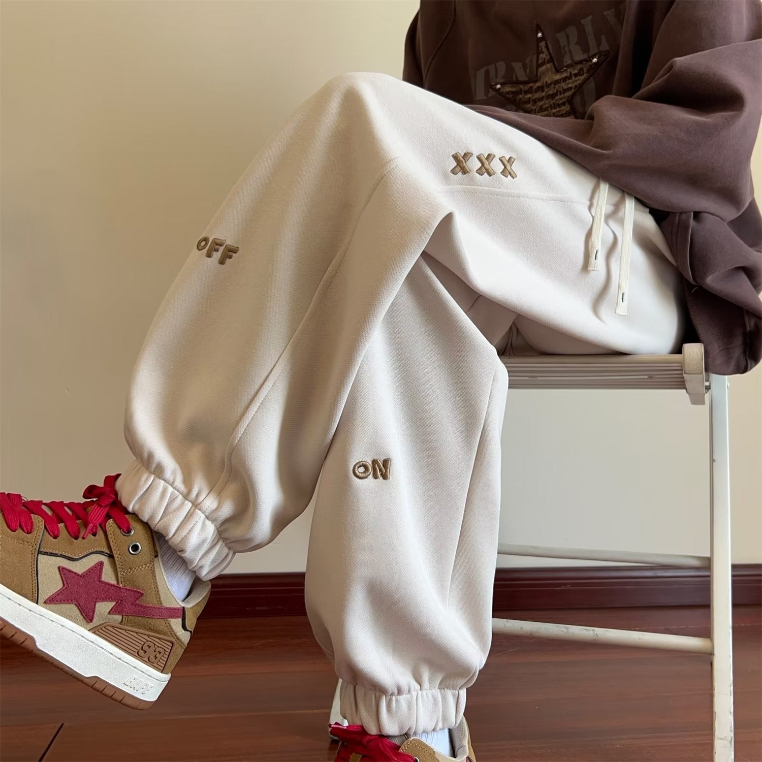 Men's Hong Kong Style Loose Autumn Fashion Ankle Banded Slacks