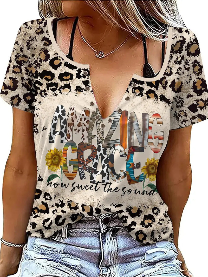 Women's Summer Fashion Animal Striped T-shirt