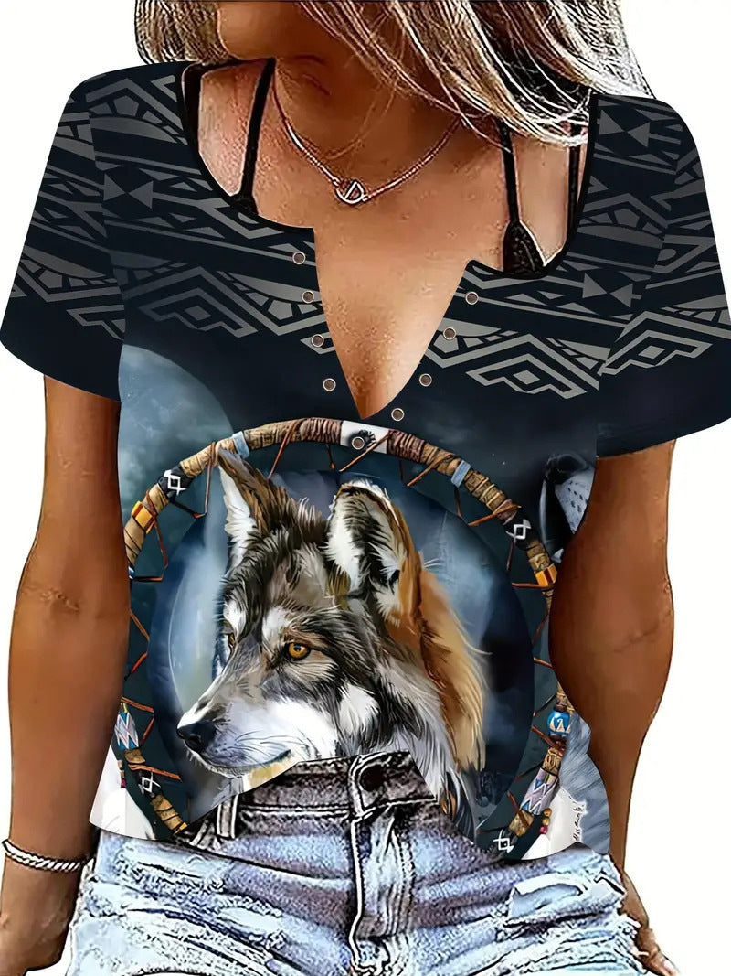 Women's Summer Fashion Animal Striped T-shirt