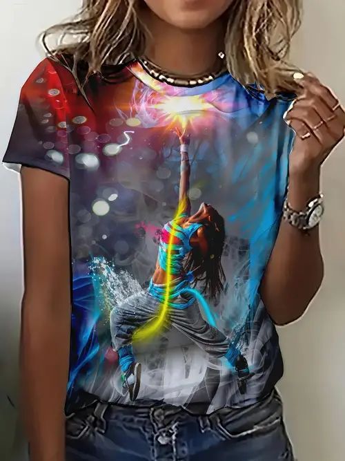 Women's Floral 3D Printed T-shirt Printed Top
