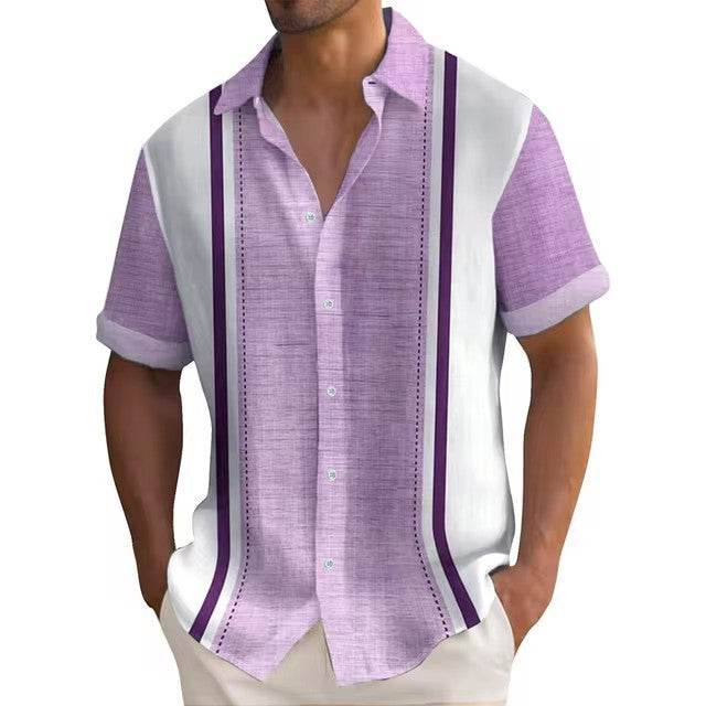 3D Digital Printing Summer Striped Shirt Male - Avalon