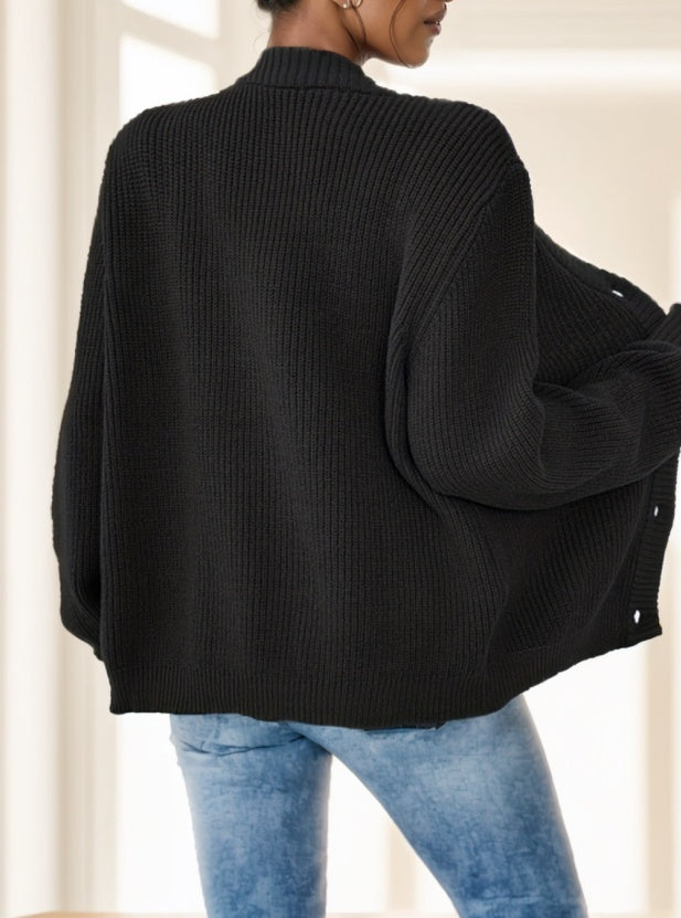 Women's Plain Color Front Button Knitted Cardigan Sweater Jacket Spring And Autumn