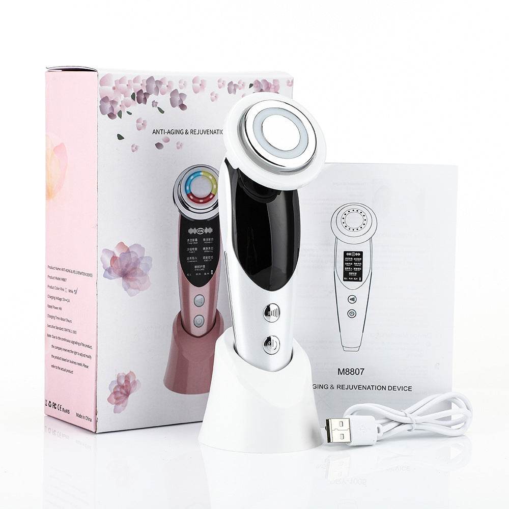 7-in-1 Facial Massager EMS Micro-current Color Light Vibration LED Beauty Purifying Introducer Skin Care Beauty Device - Avalon