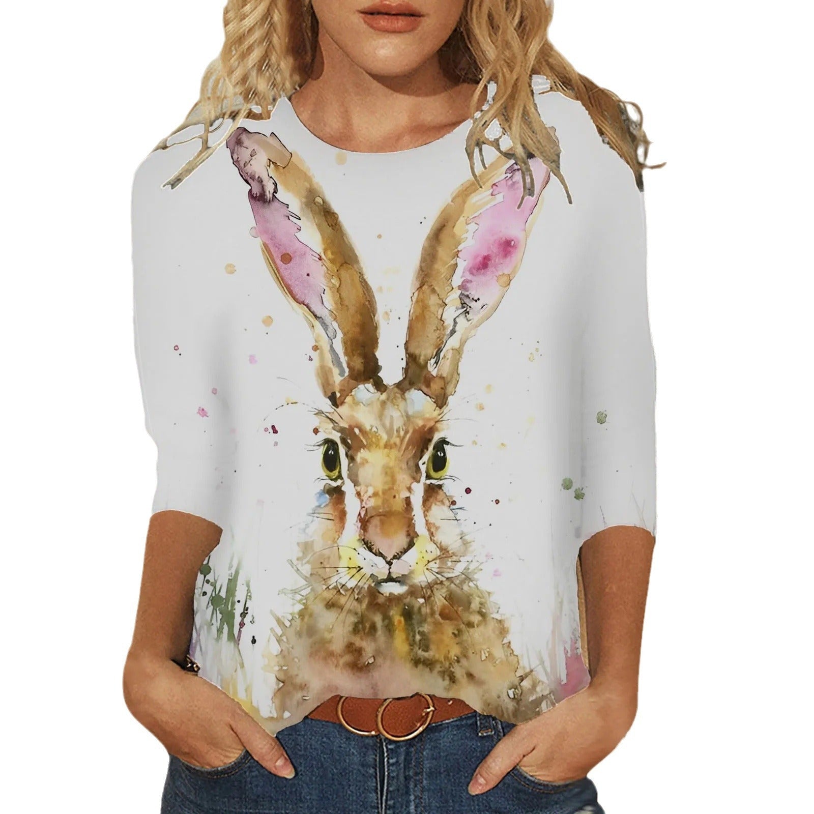 Women's Simple Printed Loose Casual Short Sleeve