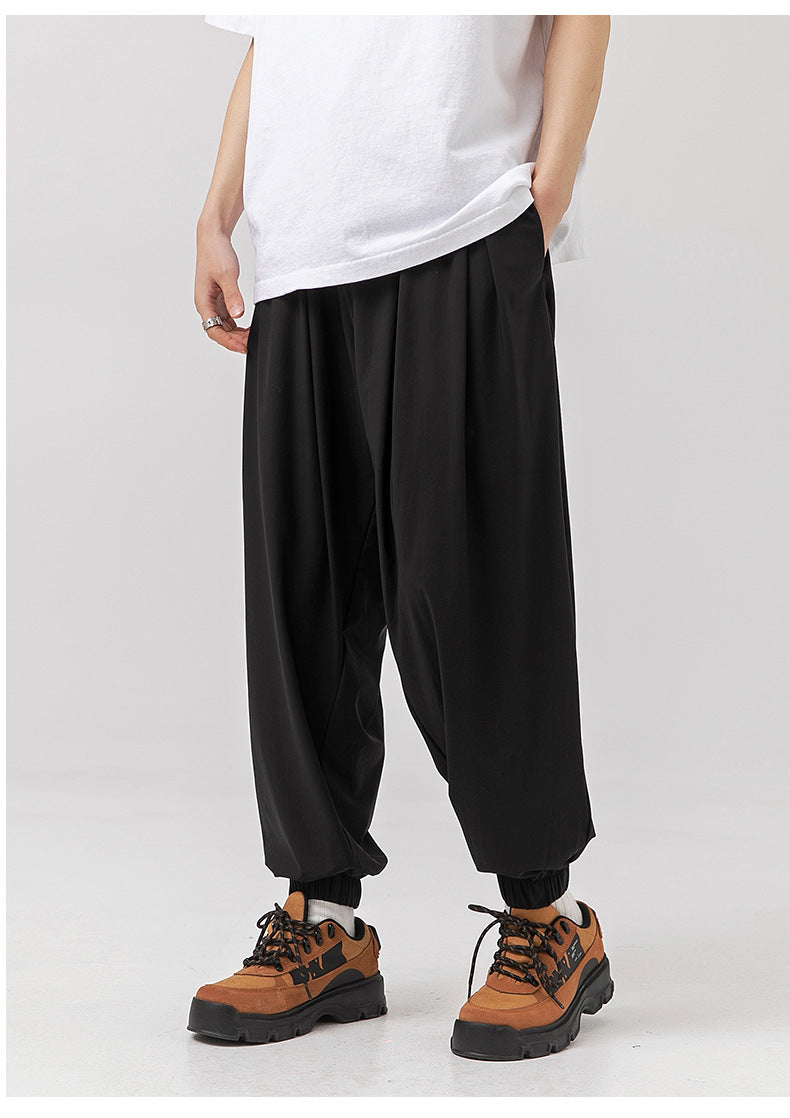 Trendy Ice-feeling Draping Effect Laced Pants