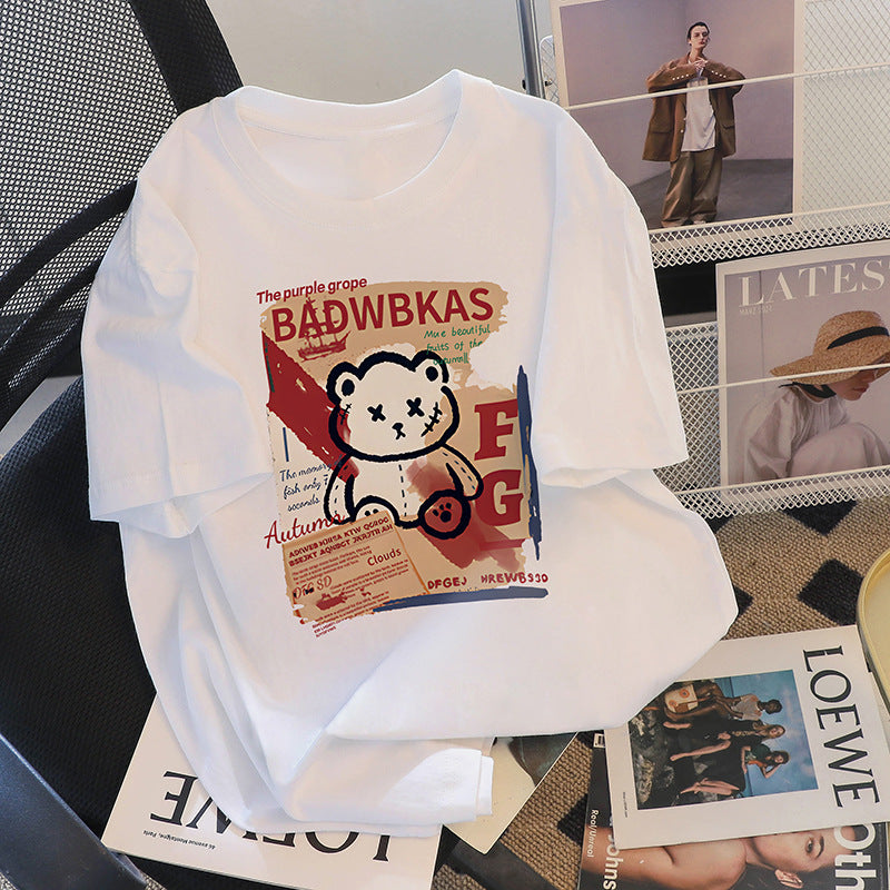 Women's Cartoon Print Bandage Dress Inner Wear T-shirt