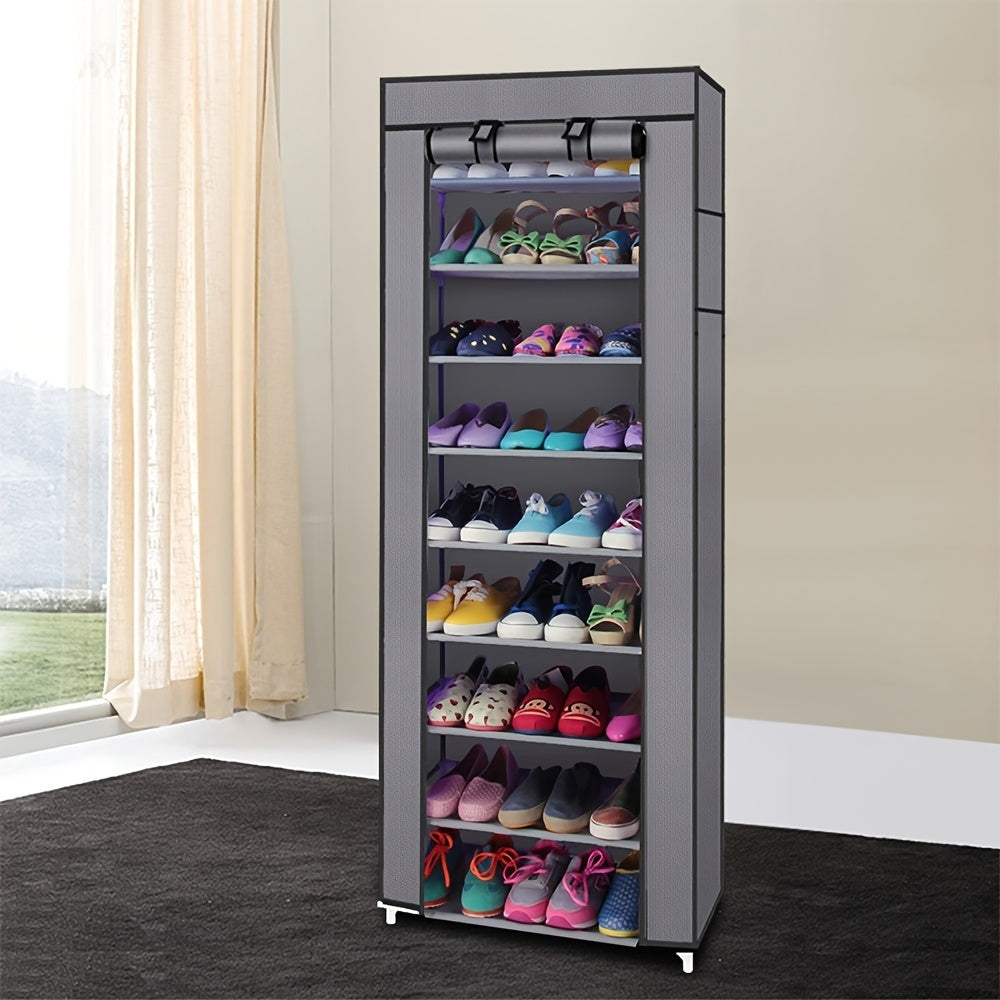 1 Set Of 10-layer Shoe Cabinet With Dust Cover, Easy To Assemble, Portable Shoe Cabinet, Suitable For Various Scenarios Such As Entrance, Storage Shelves, Etc