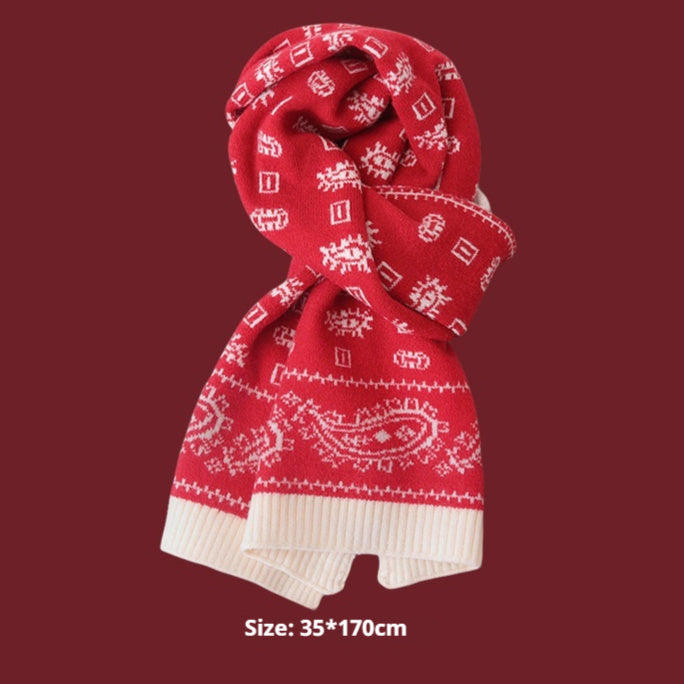 New Year Gift Red Lovers Wild Plaid Warm Wool Scarf