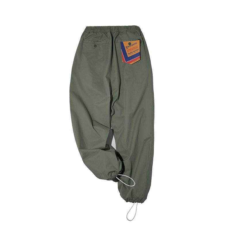 Spring And Autumn Army Green Loose Tight Ankle-tied Long Pants