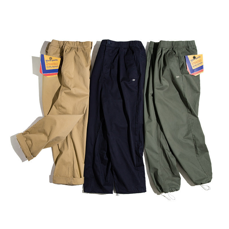 Spring And Autumn Army Green Loose Tight Ankle-tied Long Pants