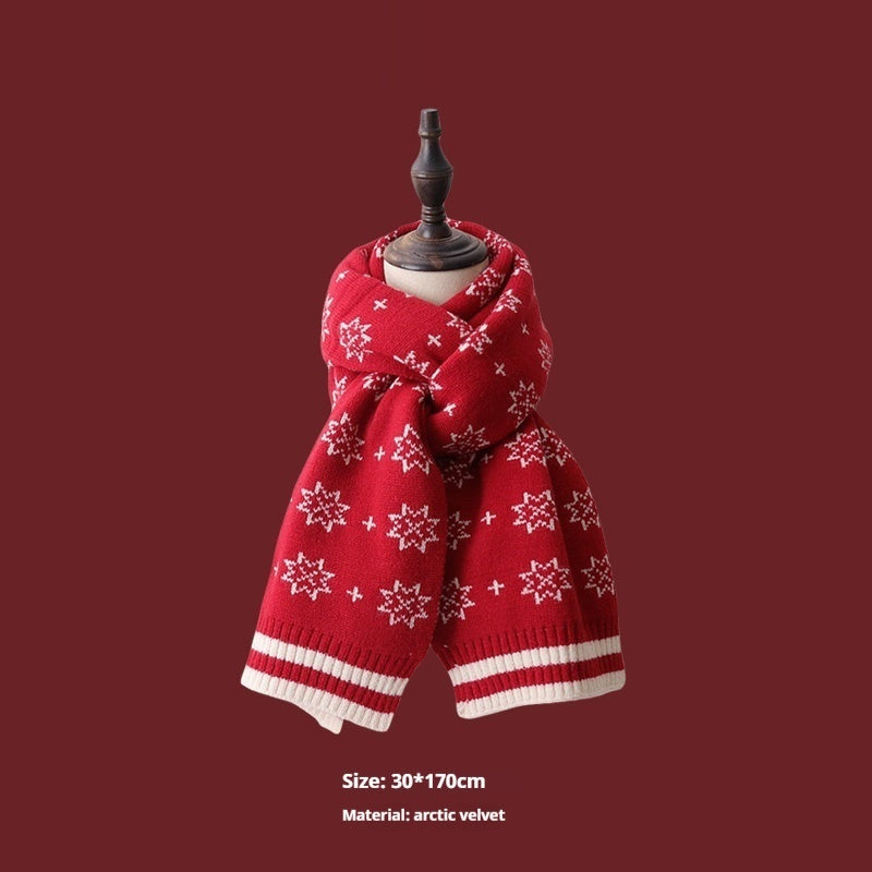New Year Gift Red Lovers Wild Plaid Warm Wool Scarf