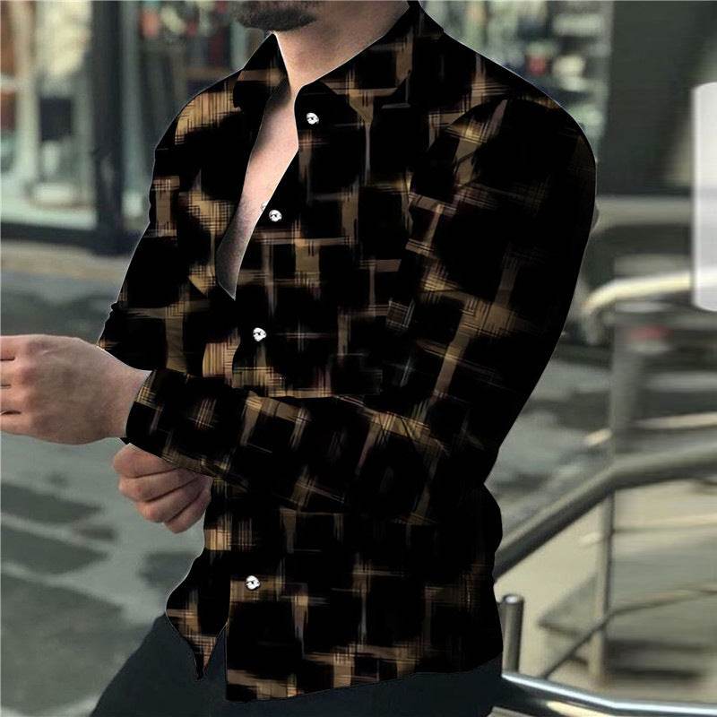 3D Digital Printing Lapel Long Sleeve Shirt - Avalon