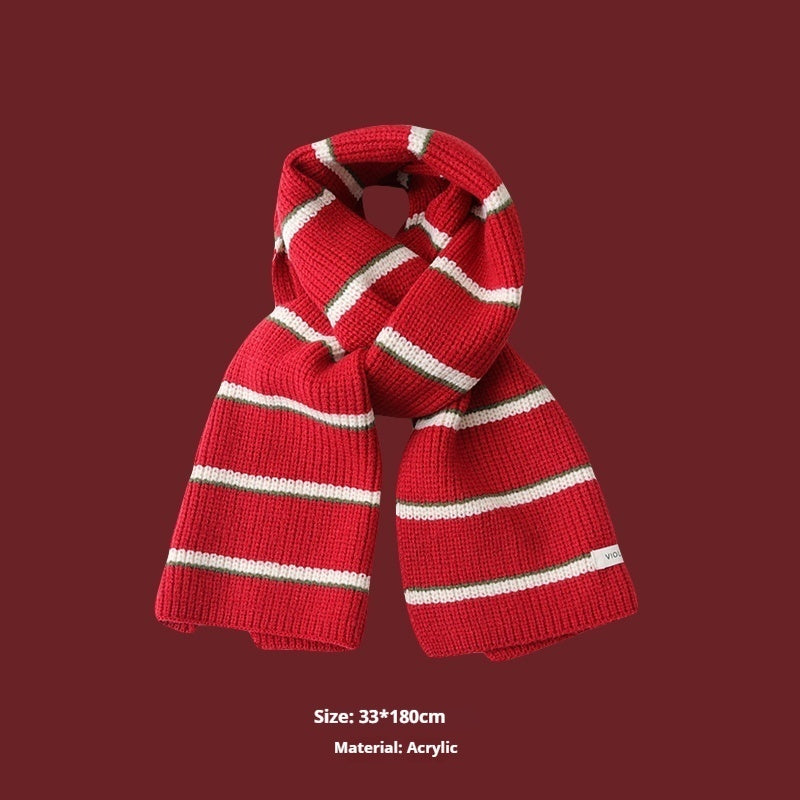 New Year Gift Red Lovers Wild Plaid Warm Wool Scarf