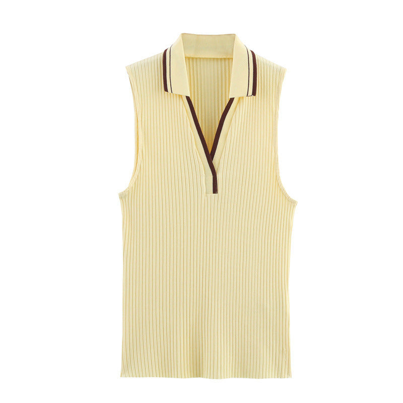 European And American Style Knitted Striped Thread Top