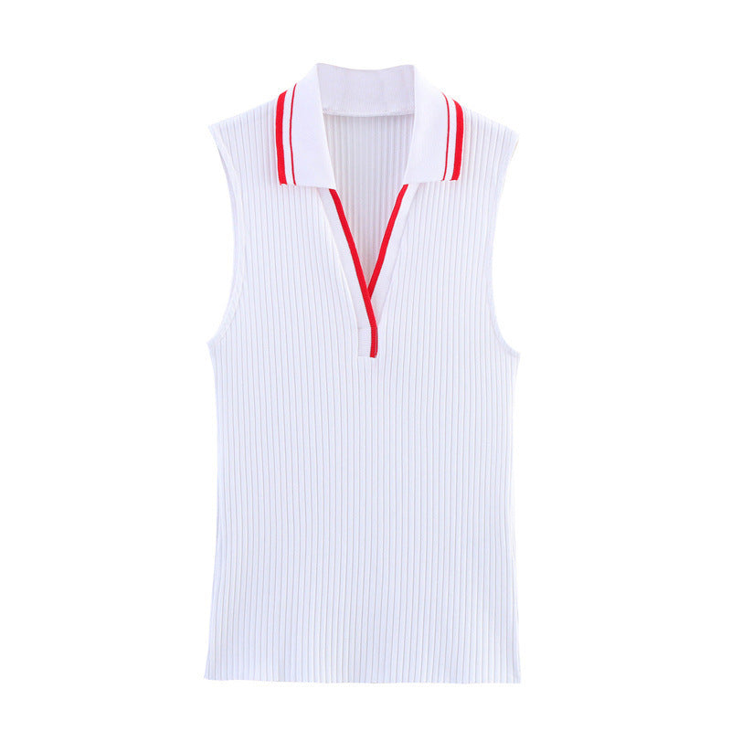 European And American Style Knitted Striped Thread Top