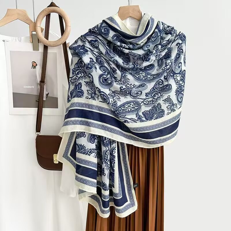 Cotton And Linen Scarf Thin And Silky Shawl Travel Sun-proof Beach Towel For Women