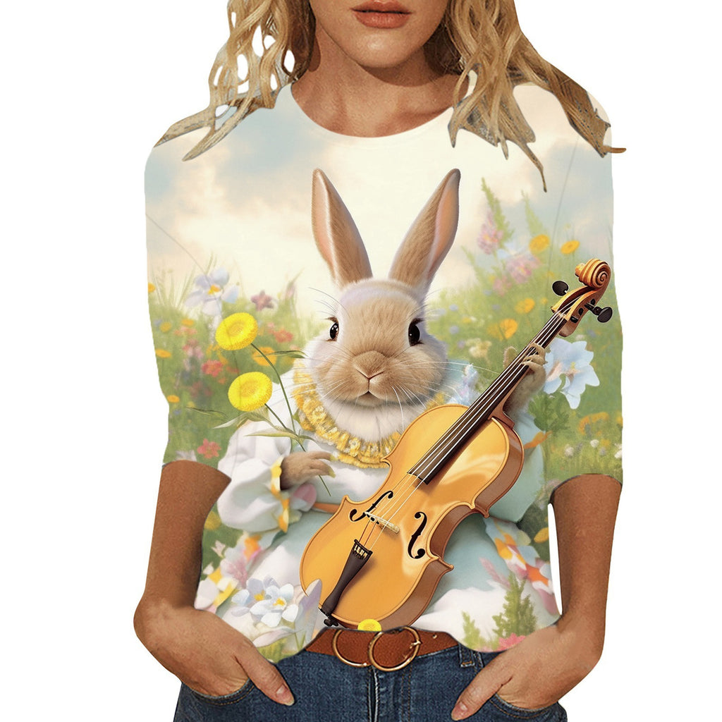 Women's Simple Printed Loose Casual Short Sleeve