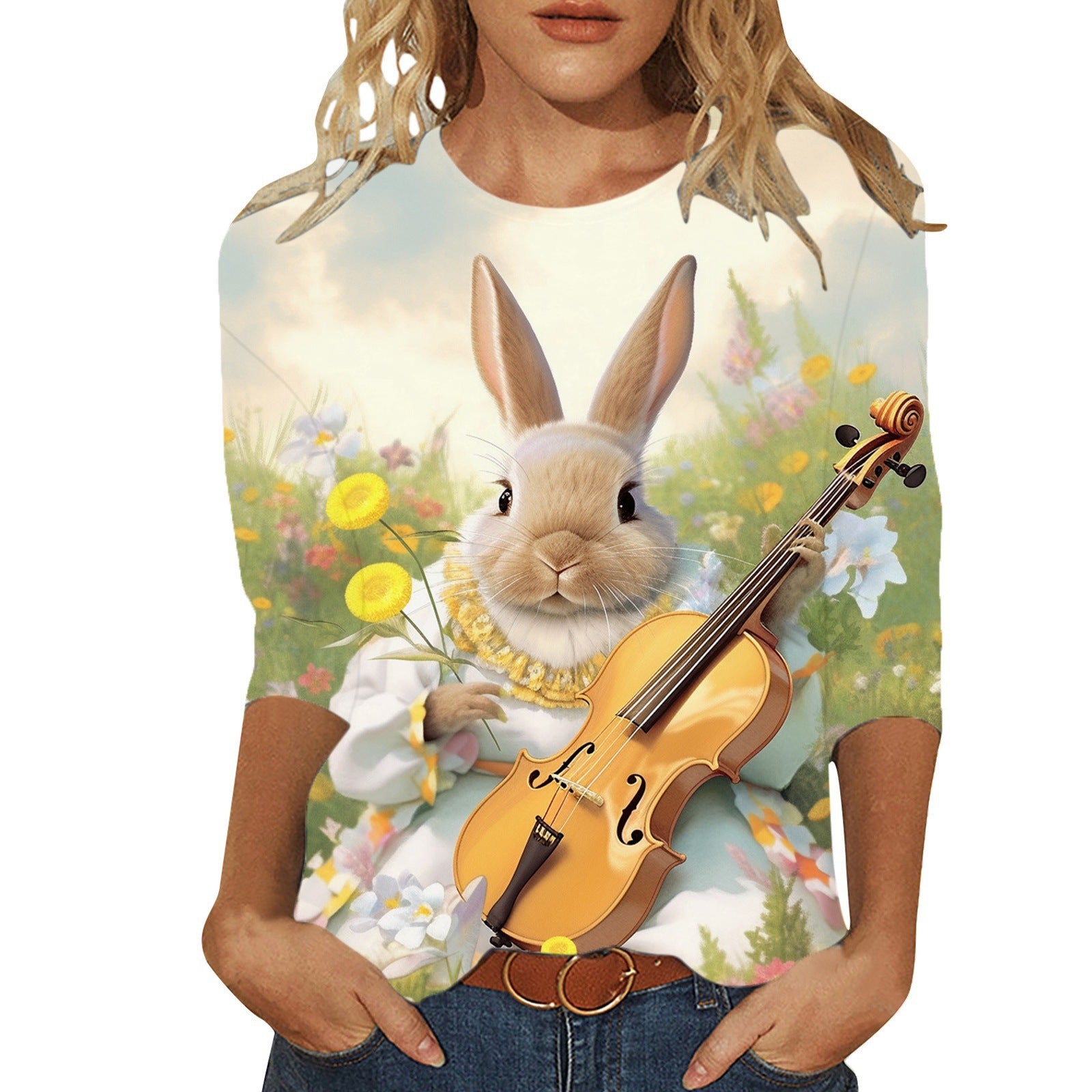 Women's Simple Printed Loose Casual Short Sleeve