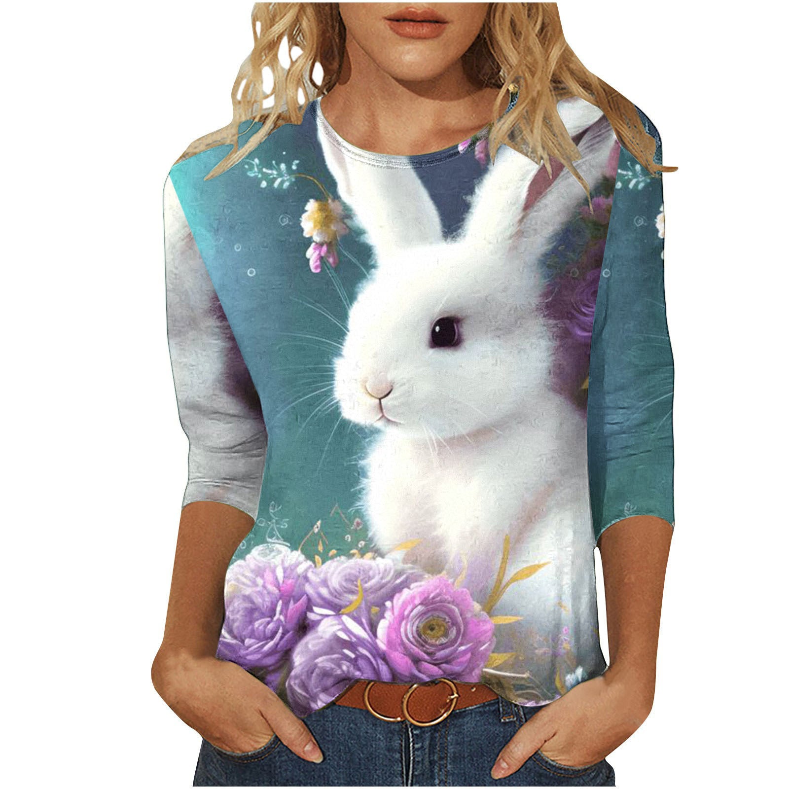 Women's Simple Printed Loose Casual Short Sleeve